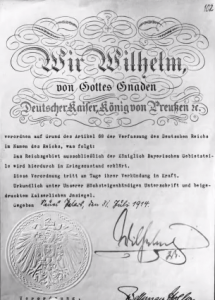 Kriegserklärung des deutsche Kaisers von 1914